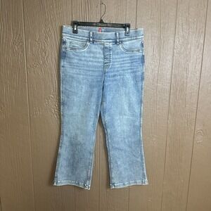 Spanx Petite Kick Flare Jeans Indigo Sky Women XL High Rise 25" Stretch Slim